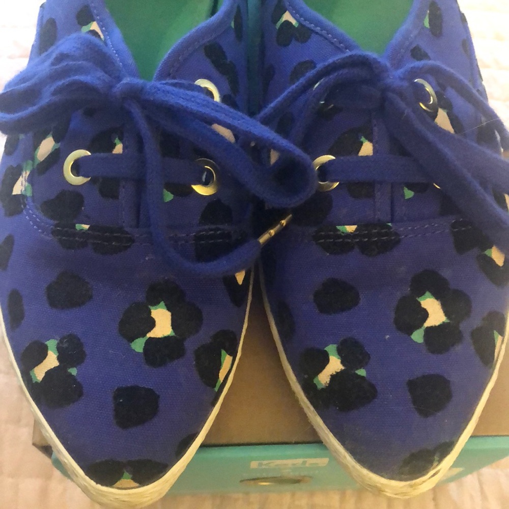 Keds for Kate Spade Pointer Emperor Blue Cyber Cheetah Flock Printed Canvas 9 …